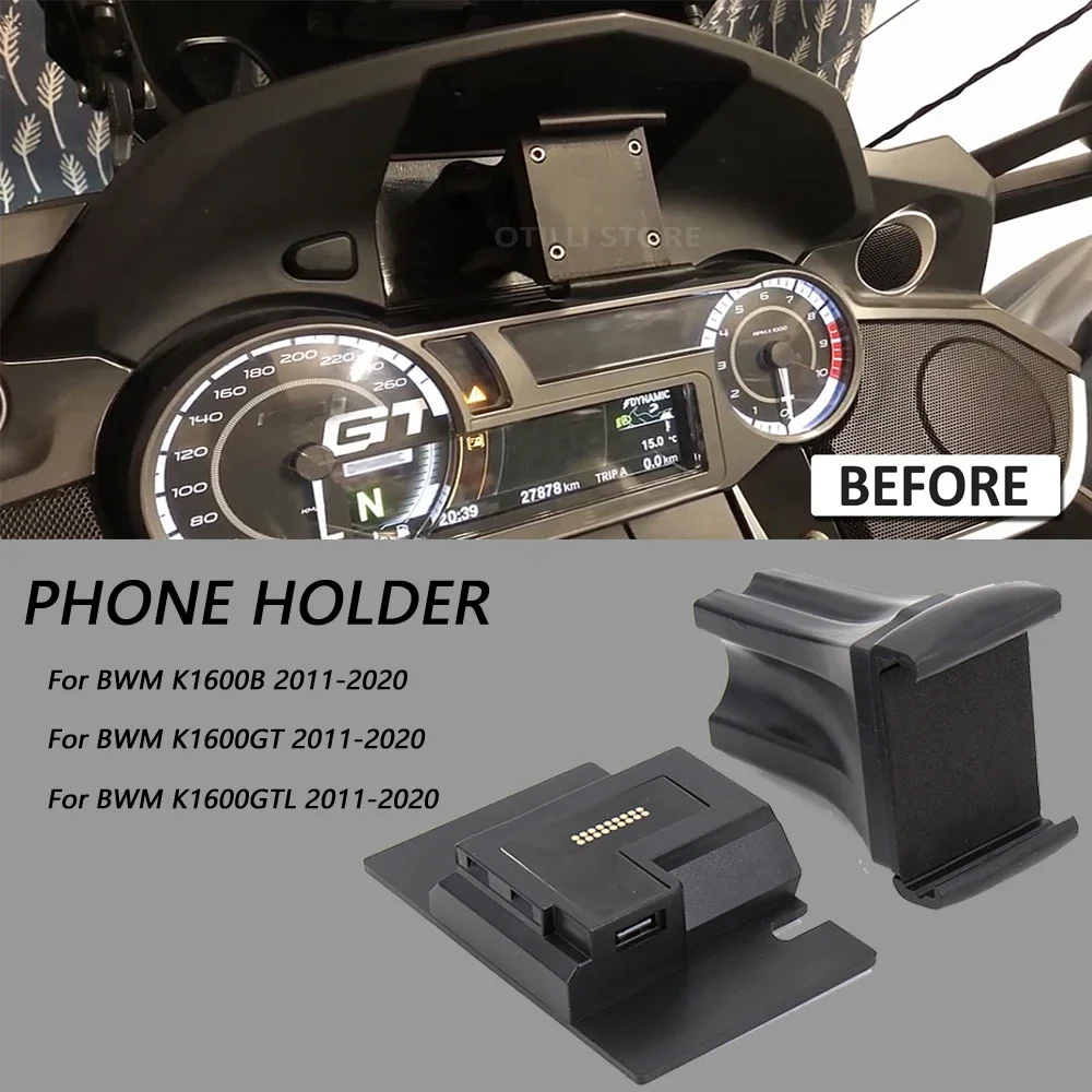 Motorcycle Front Phone Stand Holder GPS Navigaton Plate Bracket For BMW K1600GTL K1600GT K1600B 2011-2020 2019 2018 2017 2016