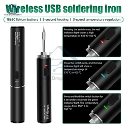 Wireless charging USB  5V Soldering iron 18350 lithium battery Diy Manual Radio Soldering Iron Set Adjustable Temperature Tool