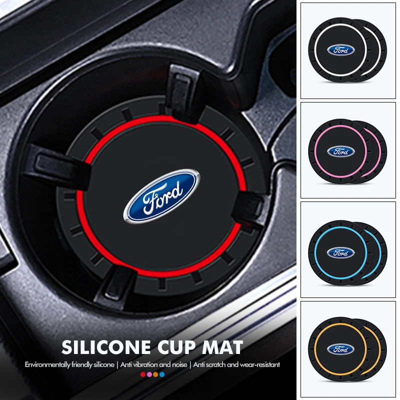 Posavasos de gel de sílice para coche, soporte para vasos de agua, alfombrilla antideslizante para Ford Escort KA Flex Everest KA Expedition Falcon Fusion, 2 uds.