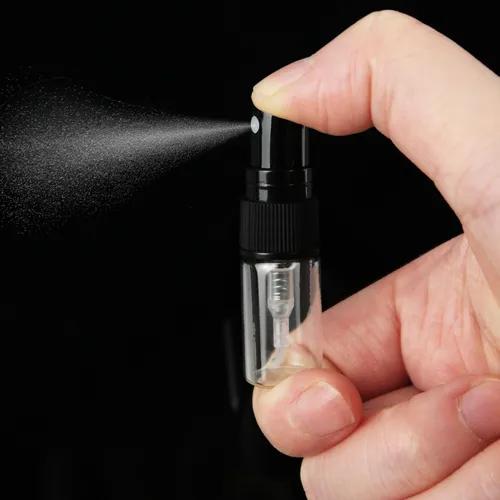 Imagen 2 del producto 20/30/50/100 Uds 2ml 3ml 5ml 10ml pequeña botella de vidrio con pulverizador atomizador botella de Perfume de vidrio vacío viales botella de viaje cosmética
