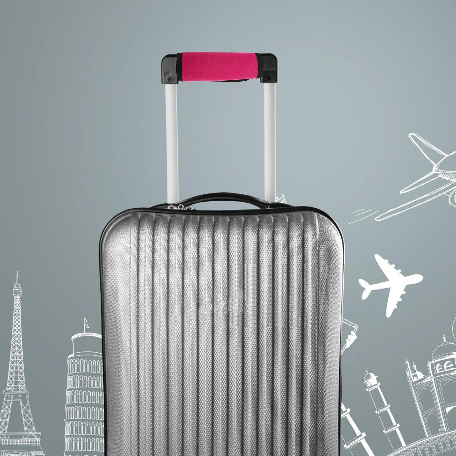 غطاء مقبض الأمتعة الوردي حقيبة قبضة النيوبرين حقيبة سفر يلتف أدوات عملية مريحة لرحلة التخييم التنزه سهلة #1