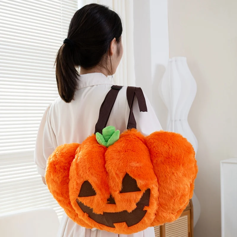 Cute Pumpkin Plush Backpack Kawaii Fashion Plushie Doll FurBags Hallowmas Holiday Gifts