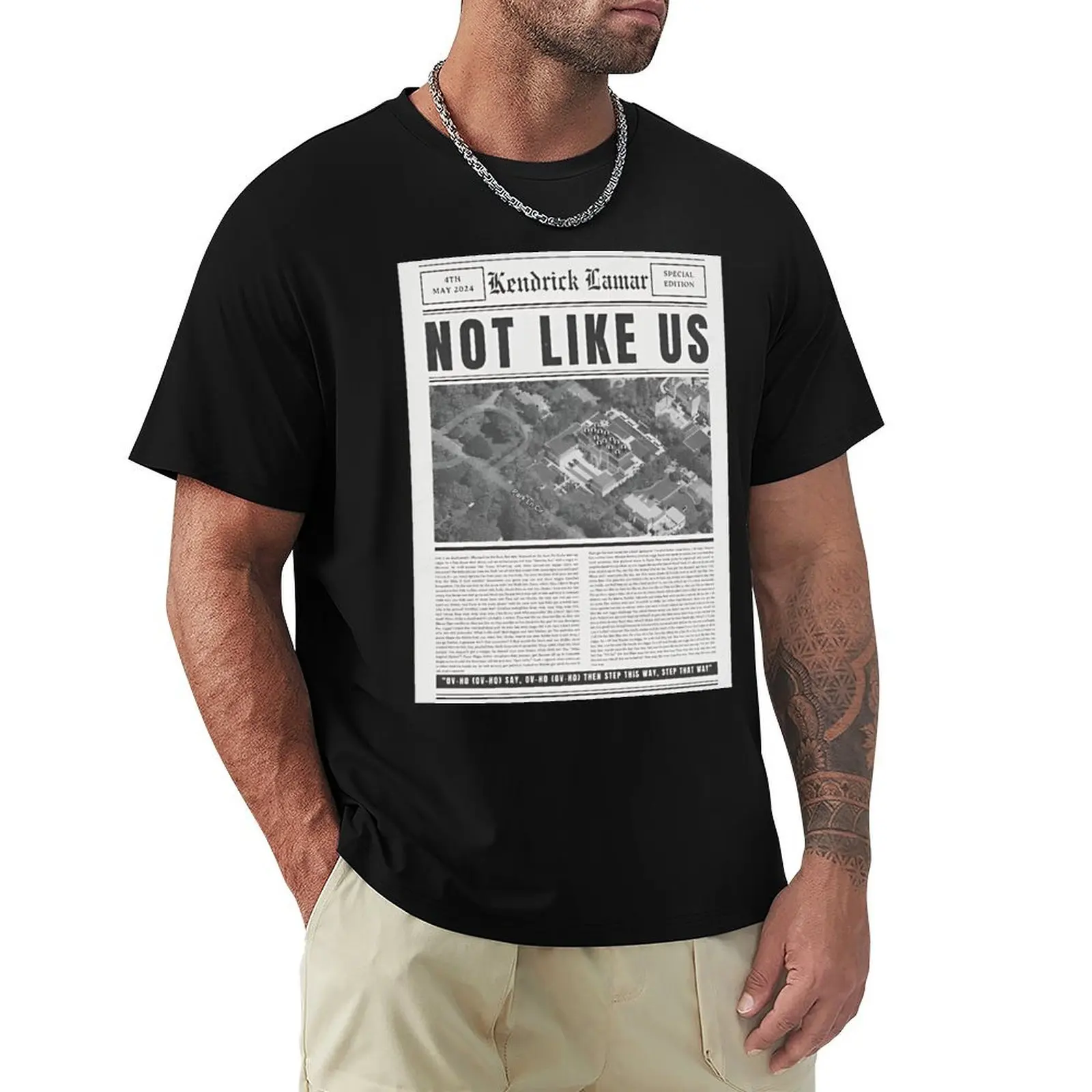 Camiseta Kendrick Lamar They Not Like Us, letra vintage de periódico, KDot, camiseta Kendrick Lamar, Euphoria, camiseta de merchandising de hip hop