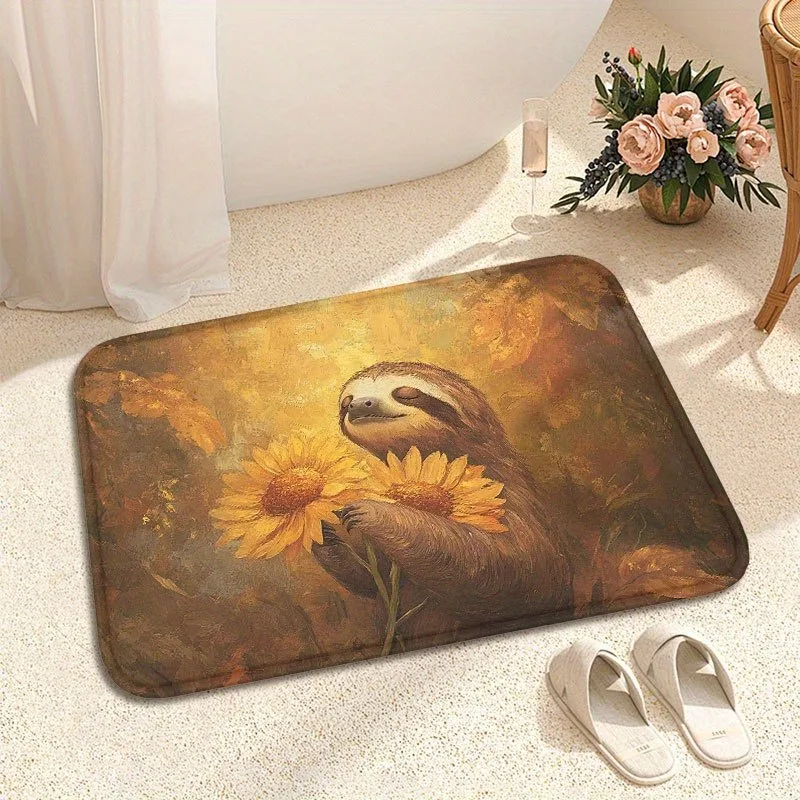 

1PC Sloth Pattern Kitchen Rug Non-Slip Door Mats Pop design Bathroom Rug Bath Mat Carpet for Home Sink Laundry Decor