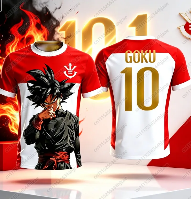 New 2026 Dragon Ball Official 3D Print Goku 10# Football Jersey Training Wear Parent-child S-6XL Trendy Tees FamilyMatching