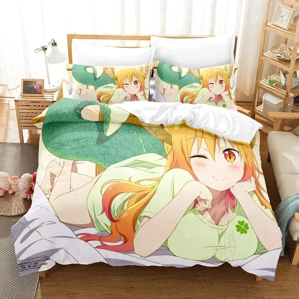 

3D Print Miss Kobayashis Dragon Maid Bedding Set Bedroom Soft Modern Bedspreads Comefortable Duvet Cover Quilt Cover Pillowcase
