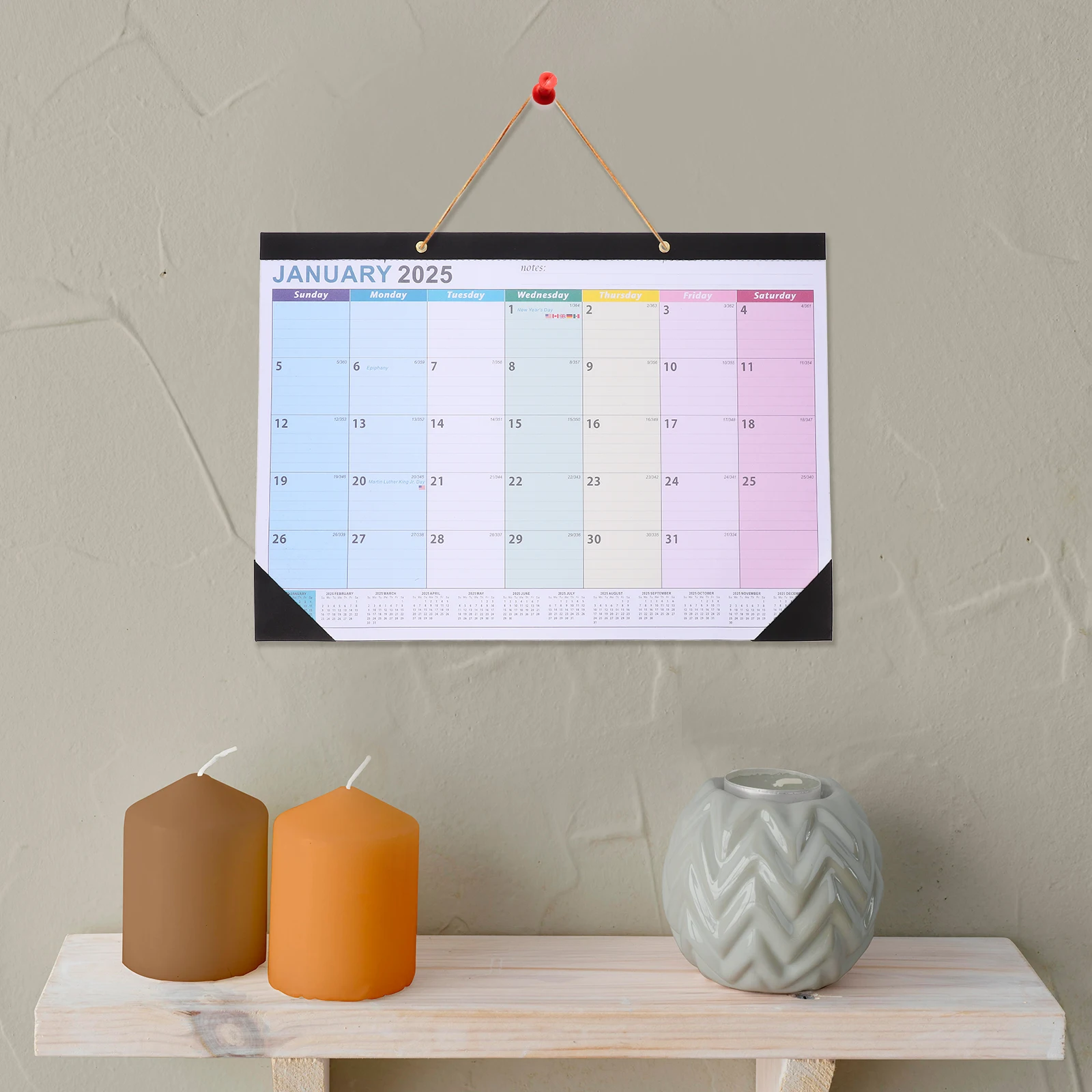 

18pcs Wall Hanging Calendar 2025 18 Months Daily Use Noting Monthly Planner Home Office Supply Sturdy English Calendars