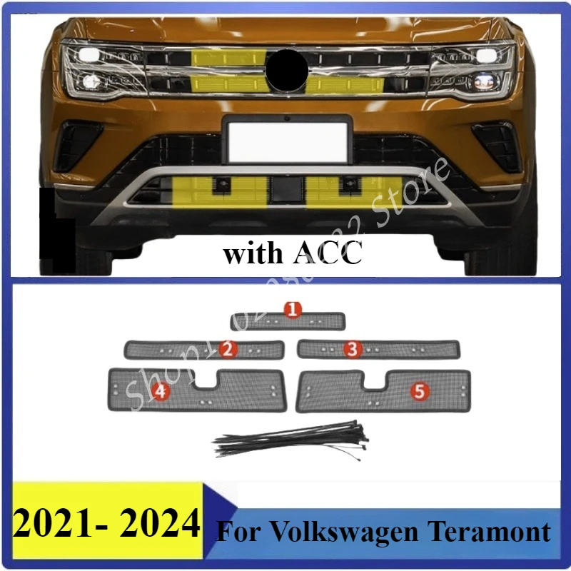 

Insect-proof Air Inlet Protect Cover Airin Insert Net Vent Racing Grill For Volkswagen Teramont 2021- 2024 Filter with ACC