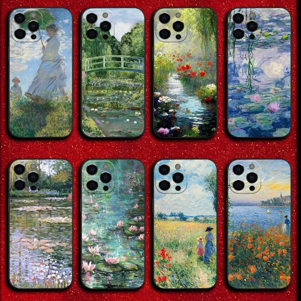 

C-Claude Monet Impressionism Painter Phone Case For iPhone 16,15,14,13,12,11,Pro,XS,Max,XR,Plus,E,Mini Shockproof Black Cover