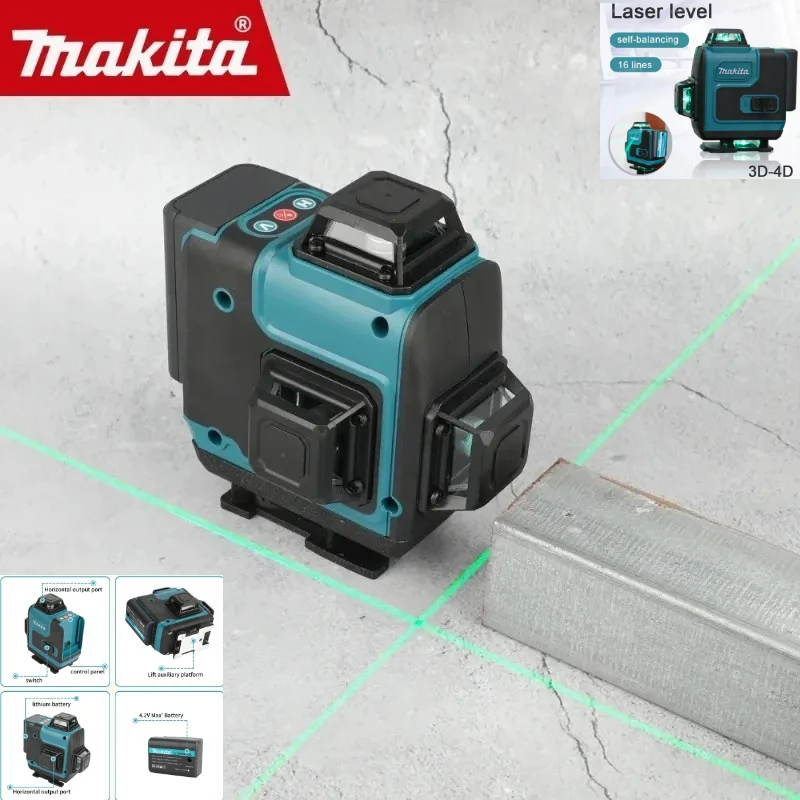 

Makita Level 16-wire 360 Horizontal and Vertical cross green laser high-precisionWall-mounted Portable Building Tool.
