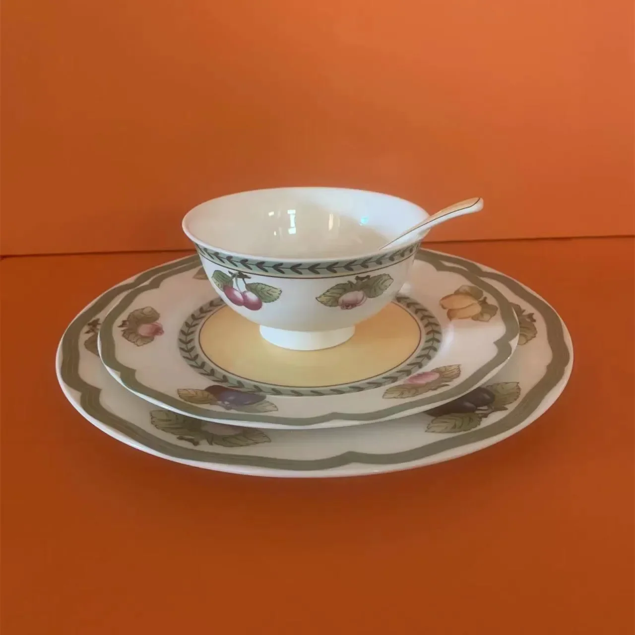 

European-Style Household High Bone China Western Food Plate Afternoon Tea Cup and Saucer Commercial Restaurant Steak Pastry