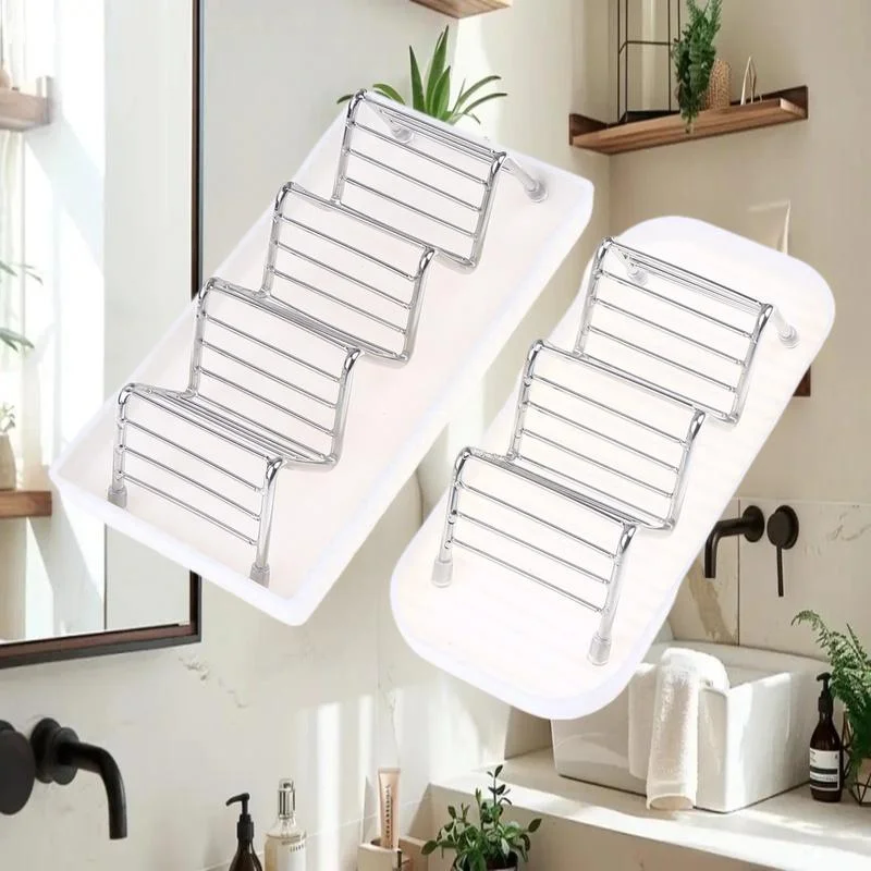 

2/3 Grids Stainless Steel Soap Rack Student Dormitory Soap Moisture-proof And Waterproof Sink Storage Rack Household Storage