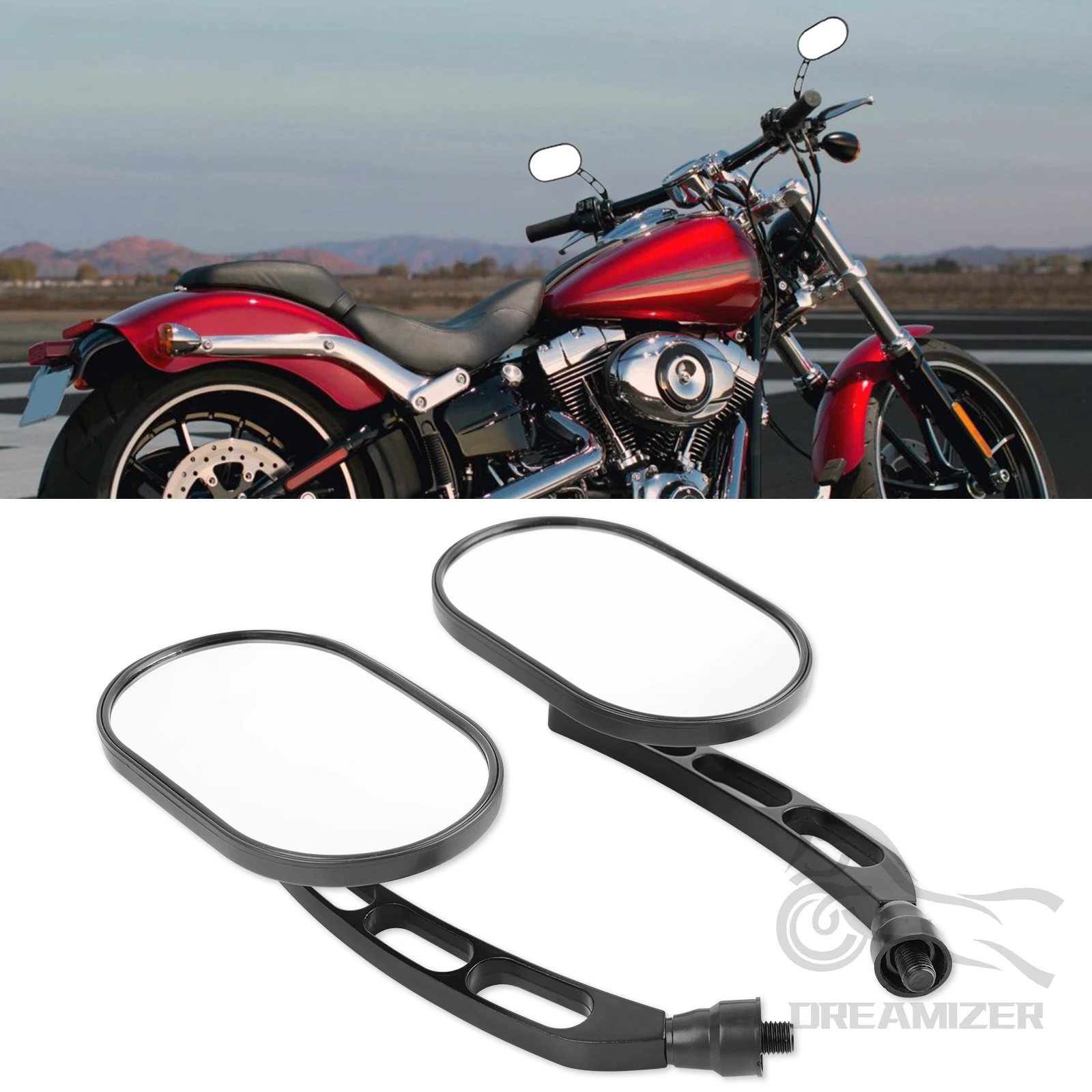 Universal 8mm Black Motorcycle Rearview Mirror Side Mirrors For Harley Touring Road King 883 1200 48 Motorcycle