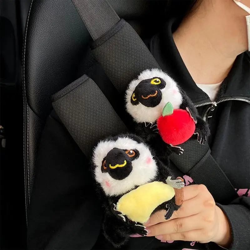 Cartoon Car Seat Belt Cover Monkey Holding Fruit Seat Strap Cushion Pads Shoulder Protector School Bag Strap Covers Car