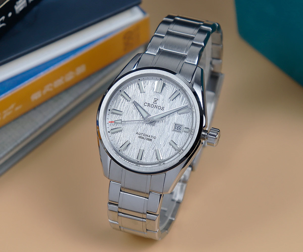 Cronos 새로운 39mm 질감 럭셔리 남성 비즈니스 드레스 시계 PT5000/SW200 자동 기계식 방수 100m L6037M V3