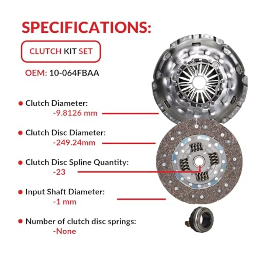 10064 مجموعة القابض ذاتية الضبط متوافقة مع مازدا 3 سرعات 6 هاتشباك سيدان 4 أبواب 20062013 2.3L 2260CC L4 GAS DOHC Turbocha