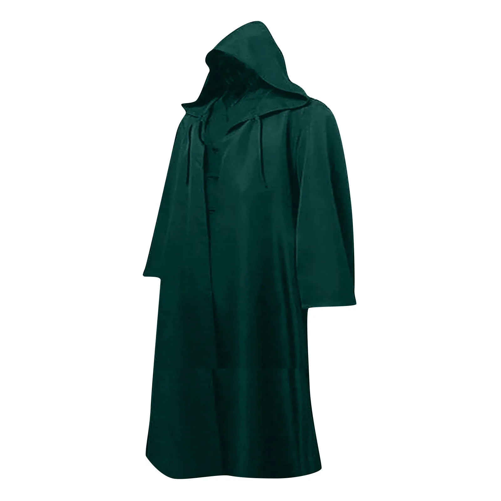 Fashion Halloween Costume Men Solid Colors Long Sleeve Hooded Loose Long Coat Cosplay Vintage Outwear Cardigan Cloak Jacket