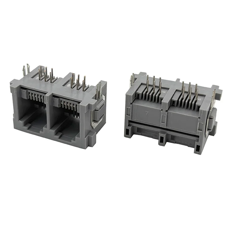 10PCS 5225 All-plastic Network Interface Socket 6P6C 1X2 Horizontal 90° Network Communication Connector with Iron Legs