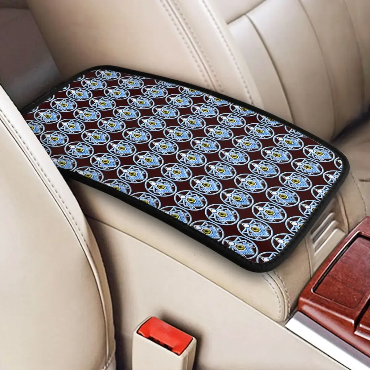 Leather Center Console Cover Pad Car Decor Accessories Freemason Logo Masonic Car Armrest Cover Mat Automobiles Armrest Pad