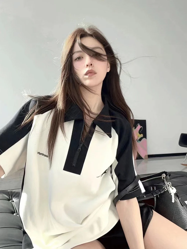 

Футболки с рукавами в стиле гранж, эстетичные футболки большого размера, топы, одежда Y2K, Корейская винтажная уличная одежда, повседневные короткие женские футболки Acubi в стиле Харадзюку