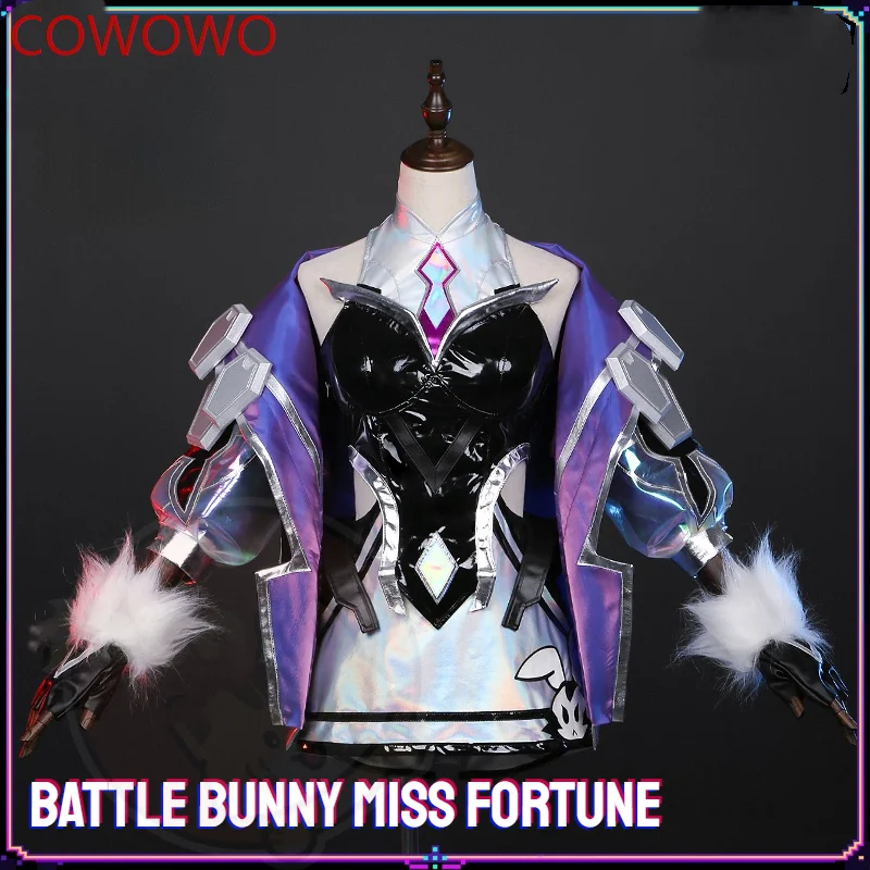 COWOWO Game LOL Battle Bunny Cosplay Miss Fortune Costume Game Cos LOLs Battle Bunny Costume and Cosplay Wig