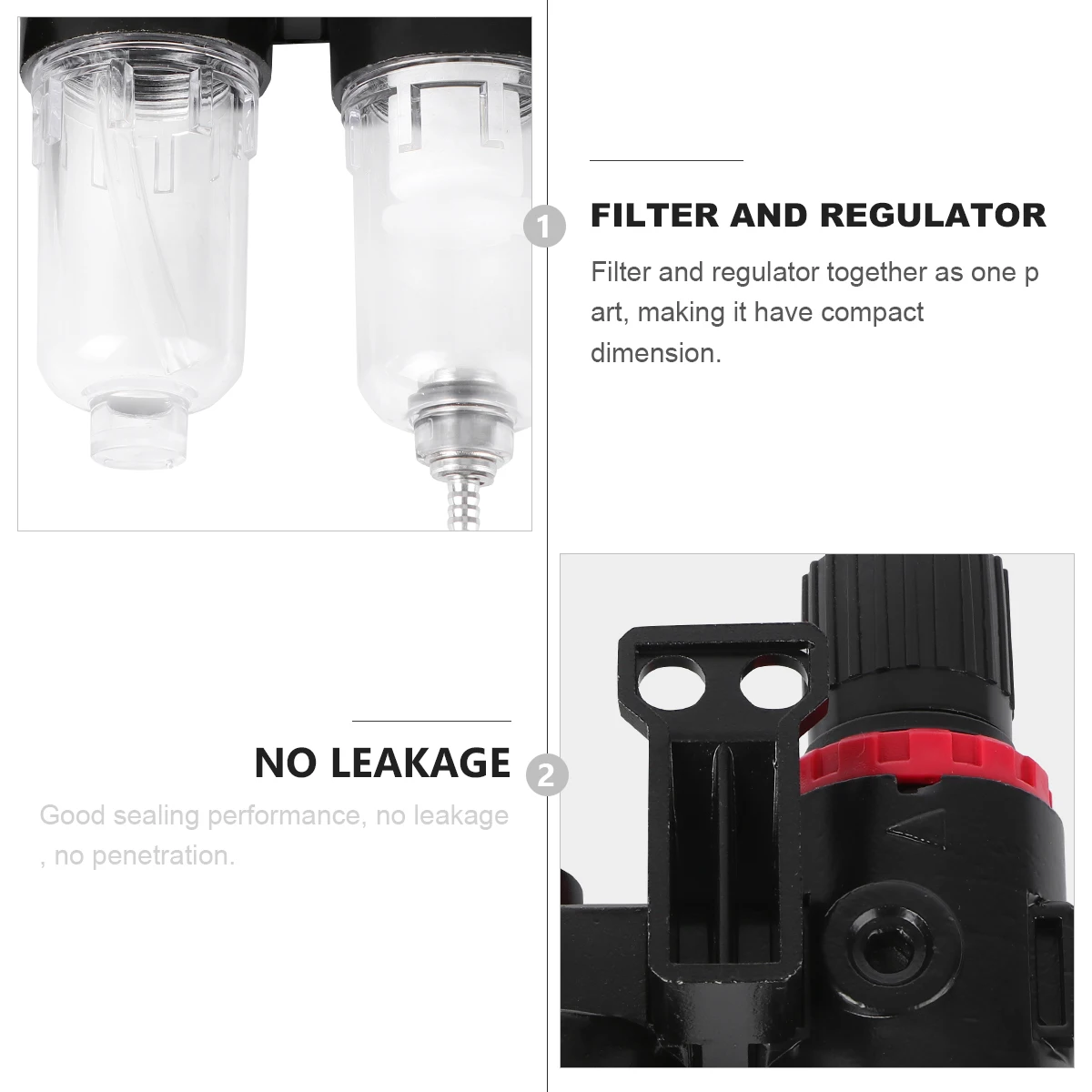 

1 set Water Separator Compressor Oil Aluminum Alloy Pneumatic Regulator High Efficiency Automatic Water Removal Stable Pressure