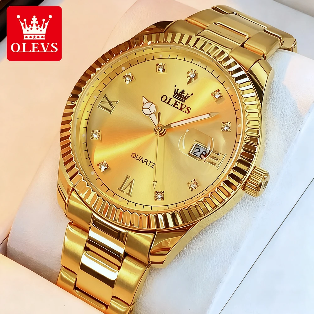 

OLEVS Men's Watches Luxury Fashion Fine Steel Original Brand Quartz Wristwatch for Man Waterproof Luminous Big Date 3623 reloj
