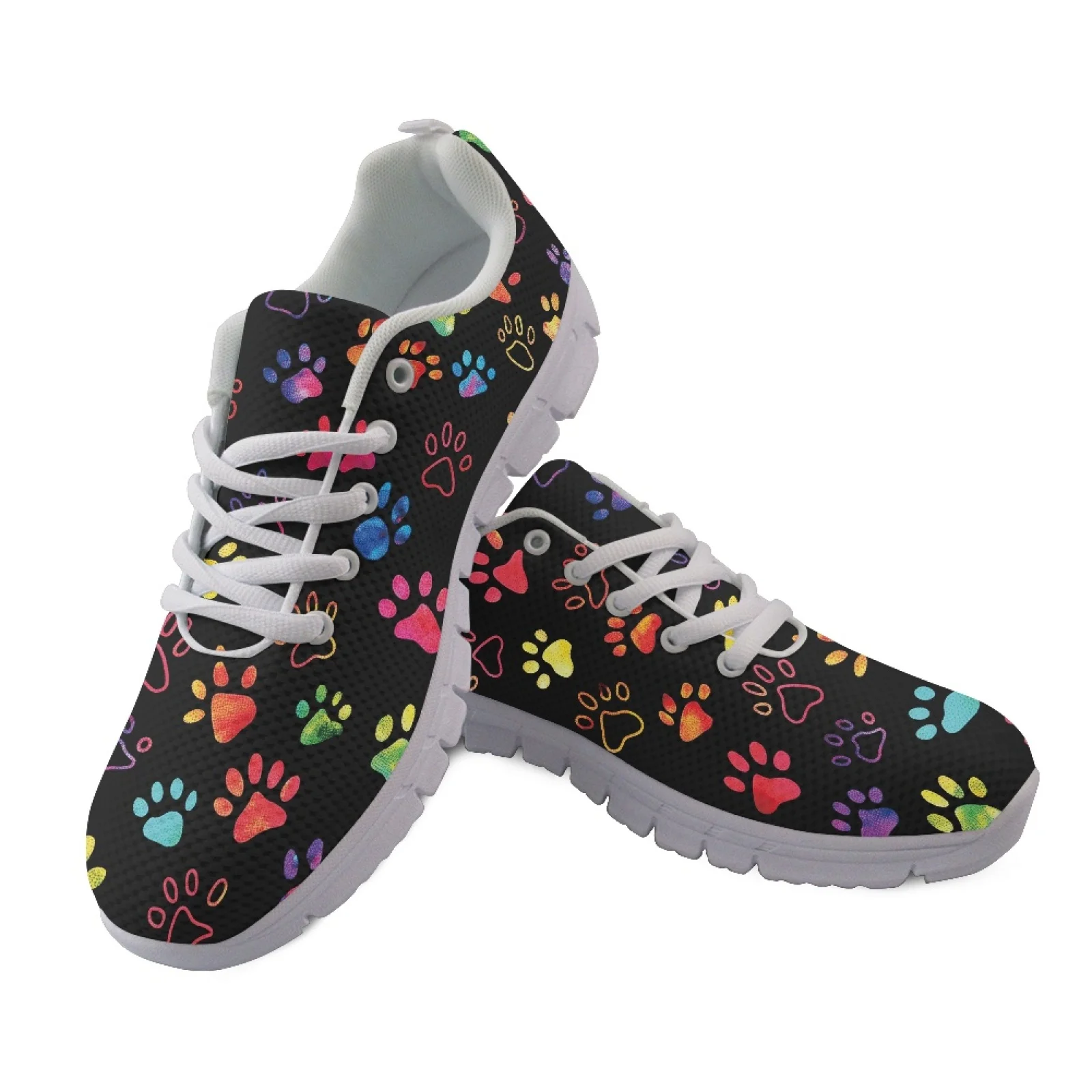 Coloranimal Bulldog Paw Bone Print 2026 Trending Breathable Tennis Shoes for Women Mesh EVA Sole Running Walking Sneakers