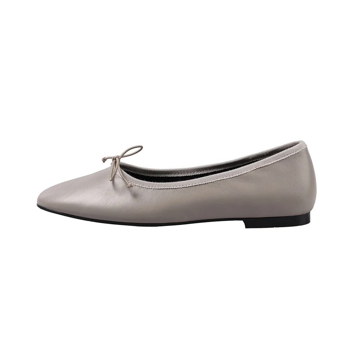 

Arden Furtado 2025 Autumn sheepskin Shallow Ballet flats Round toe bowknot Pull-on Women's shoes Commuter shoes Single shoe