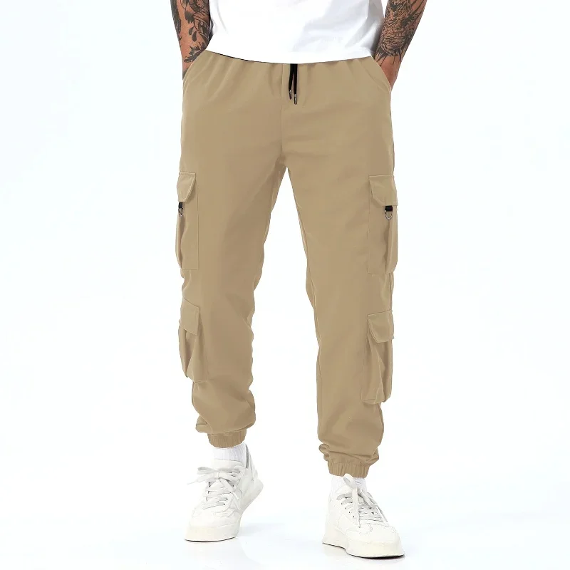 

New High-quality Men's Casual Leg Tied Four Season Pants Fashionable Trendy Solid Color Quick Drying Outdoor Simple Pants