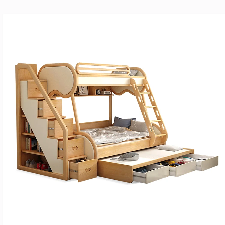 *Factory Cheapest Price Wooden Double Deck Bunker Twin Bed Set for Kids