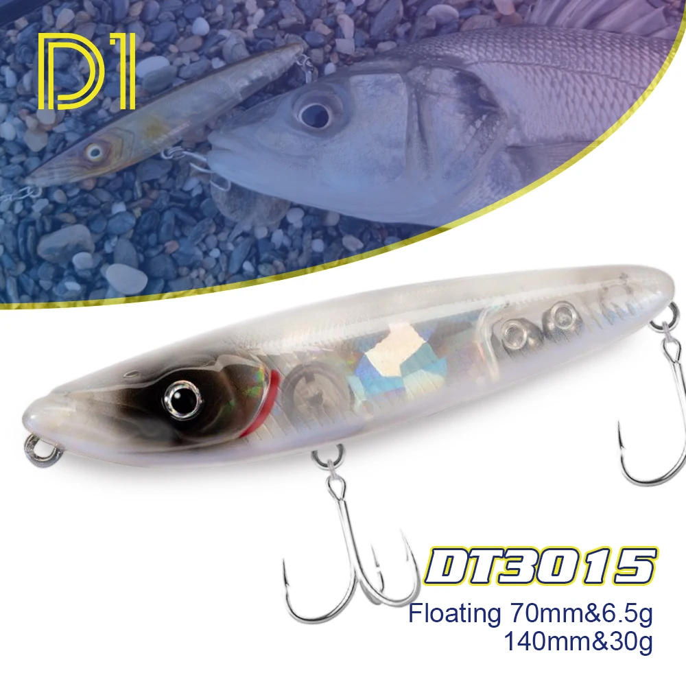 

D1 Surface Pencil Fish Lure 70mm/140mm Walk the Dog Artificial Hard Bait Plastic Walker For Seabass Trout Pesca Tackle DT3015