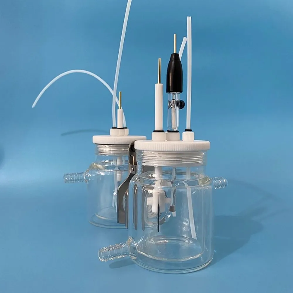 Sistema electroquímico de tres electrodos, sistema tipo H de doble capa para baño de agua, célula electrolítica sellada/tanque, un juego + tres electrodos