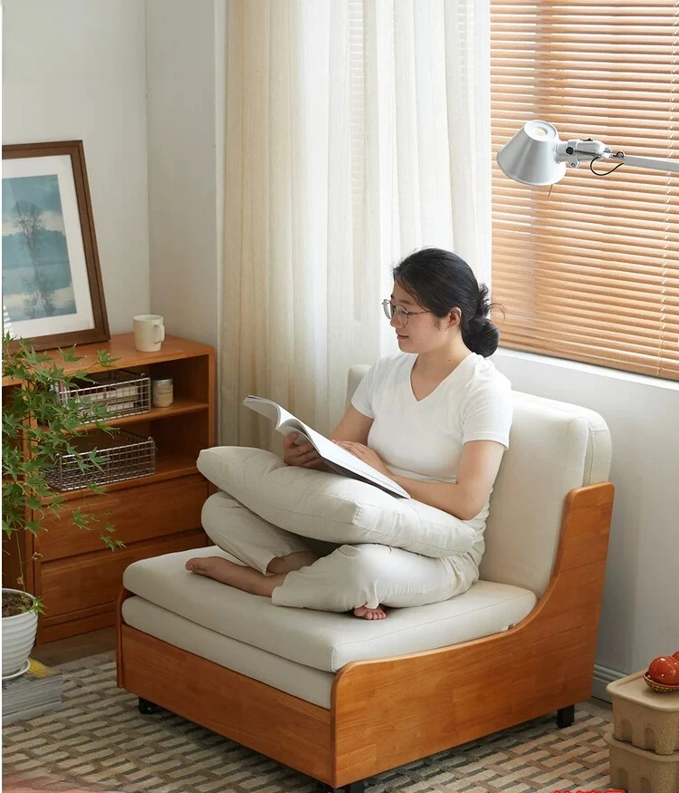 

PYH solid wood sofa bed study sofa single folding bed integrated dual-purpose retractable sofa simple
