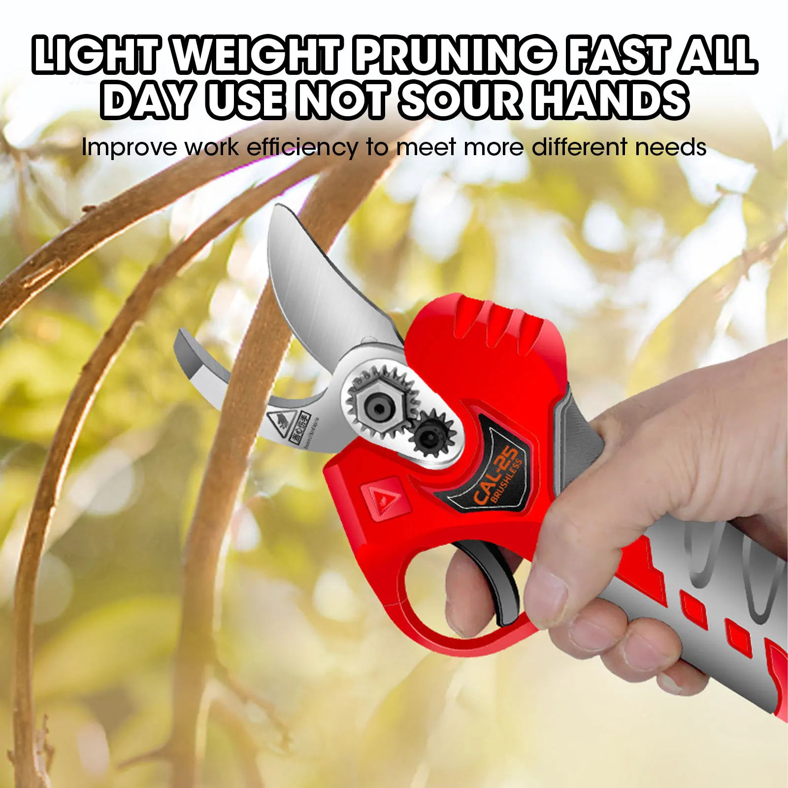 

Electric Pruning Shears 25mm Cutting Diameter Sharp Blade Lightweight Cordless Pruner Handheld Power Pruner for Gardening Tree