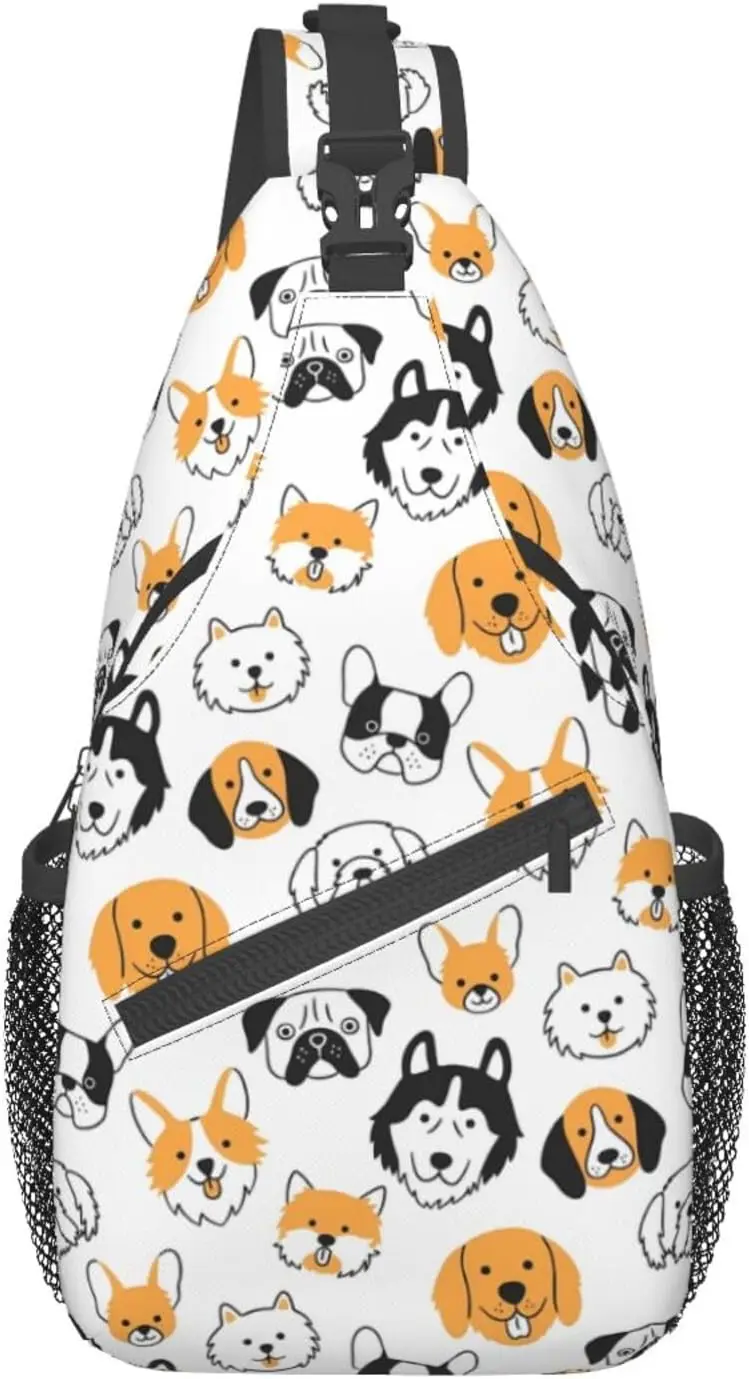 Bolso de pecho cruzado con estampado de perro para hombre, bolsa de hombro cruzada diagonalmente, mochila de día para viajes al aire libre, senderismo con bolsillos