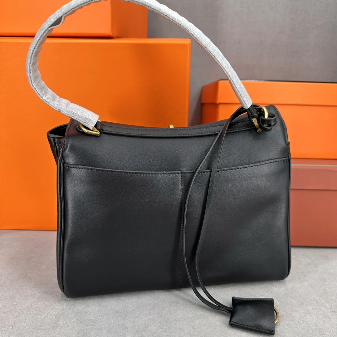 27cm Genuine Leather Handbag for Women Large Capacity Soft Top Layer Cowhide Shoulder Crossbody High-End Fashion