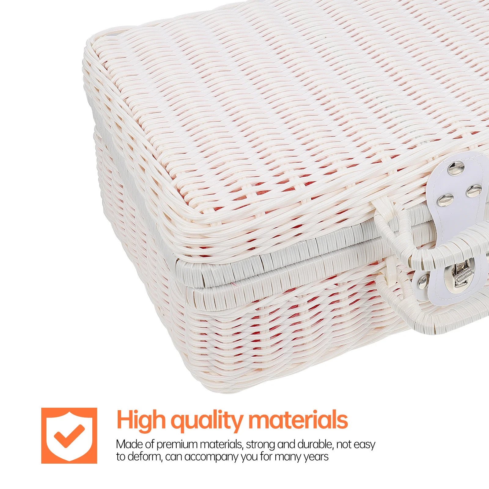

1pc Simulated Rattan Woven Suitcase Large Capacity Handwoven Storage Box Retro Style Vintage Imitation Rattan Case For Home