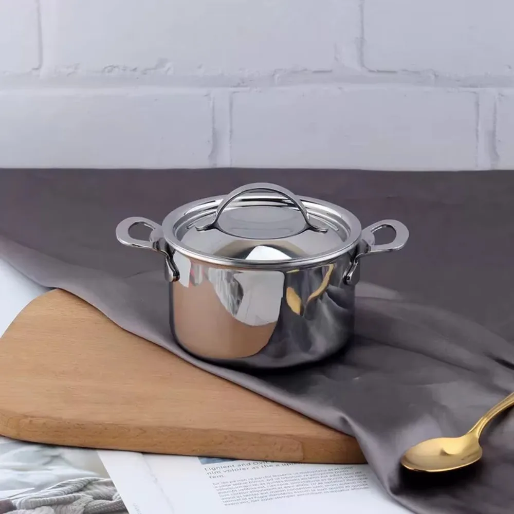 304 Stainless Steel Mini Milk Pot 10CM Double Handle Small Cooking Pot Rust-resistant Thickened Bottom Baby Food Pot Butter view 5