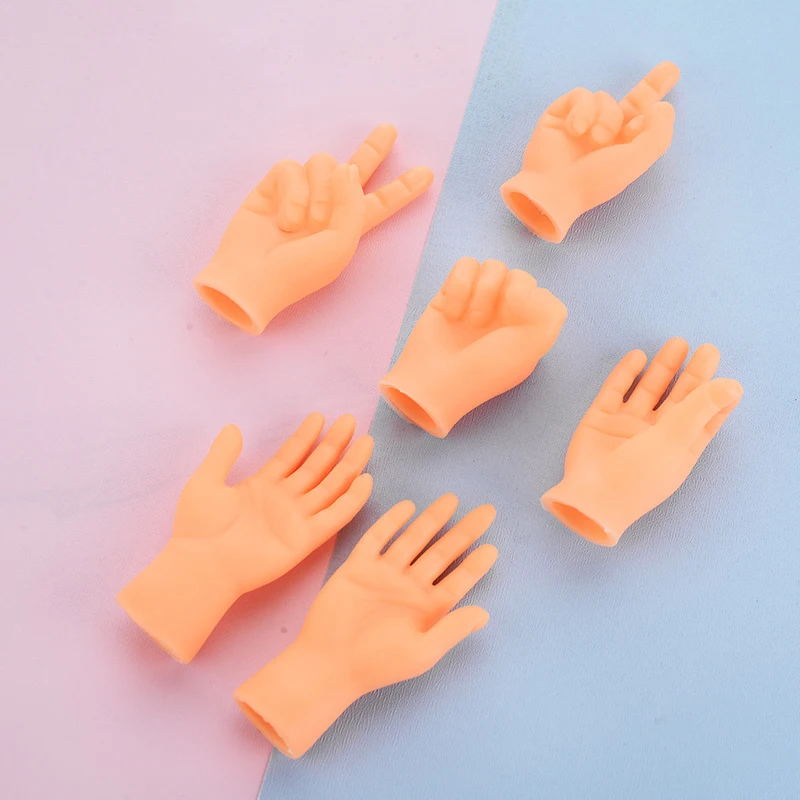 Simulation Little Hands Funny Mini Hands Finger Sleeve Plastic Human Fake Hand Puppet Novel Prank Finger Toys Tease Cat Props