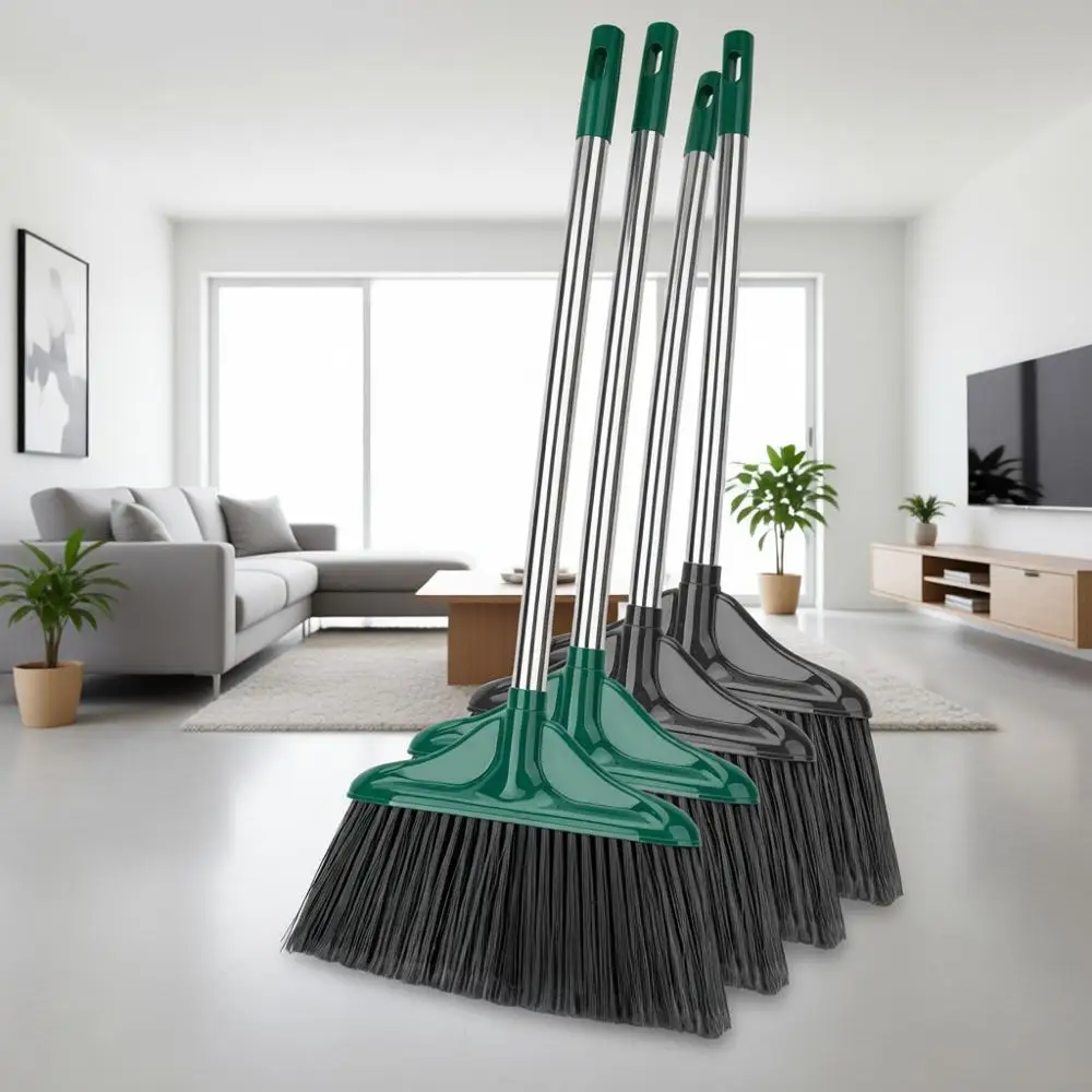 

Heavy Duty Broom Outdoor/Indoor Commercial Broom with 61 Long Handle, Perfect for Home Garage Kitchen Office Lobby Room Floor, B
