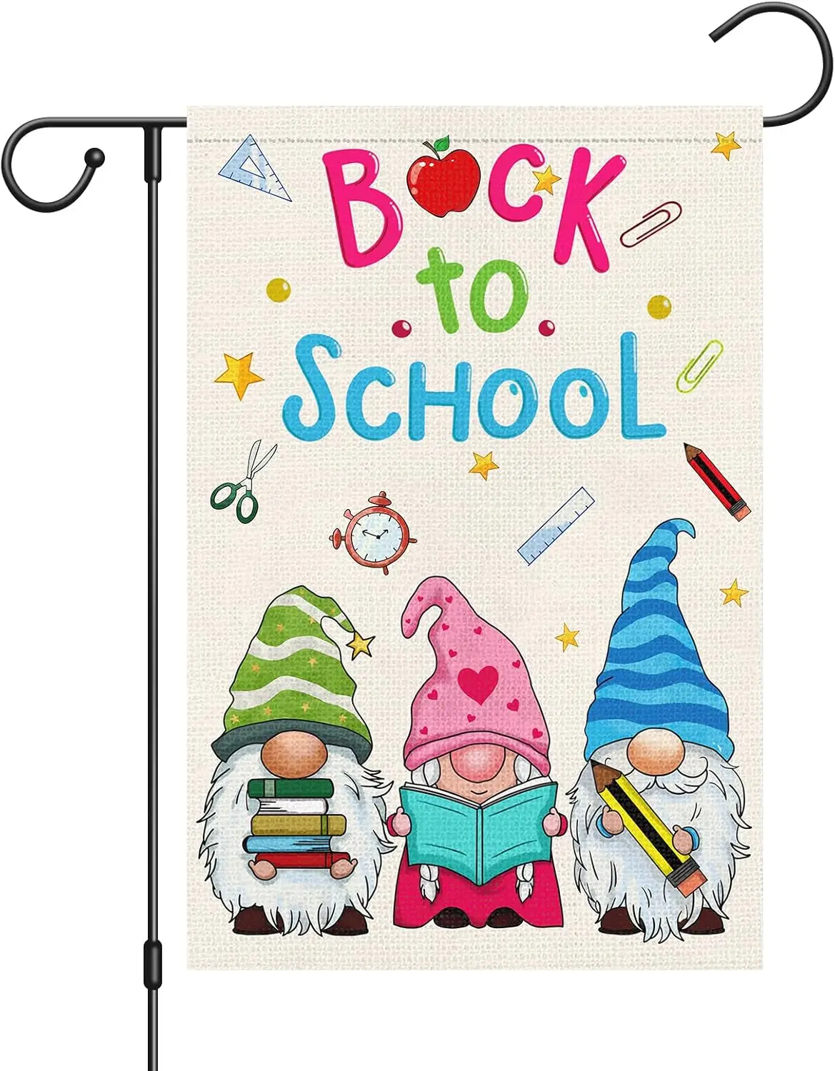 Louise Maelys Back to School Garden Flag 12x18 Double Sided Vertical, Burlap Small Gnome Garden Yard Flags First Day to School B