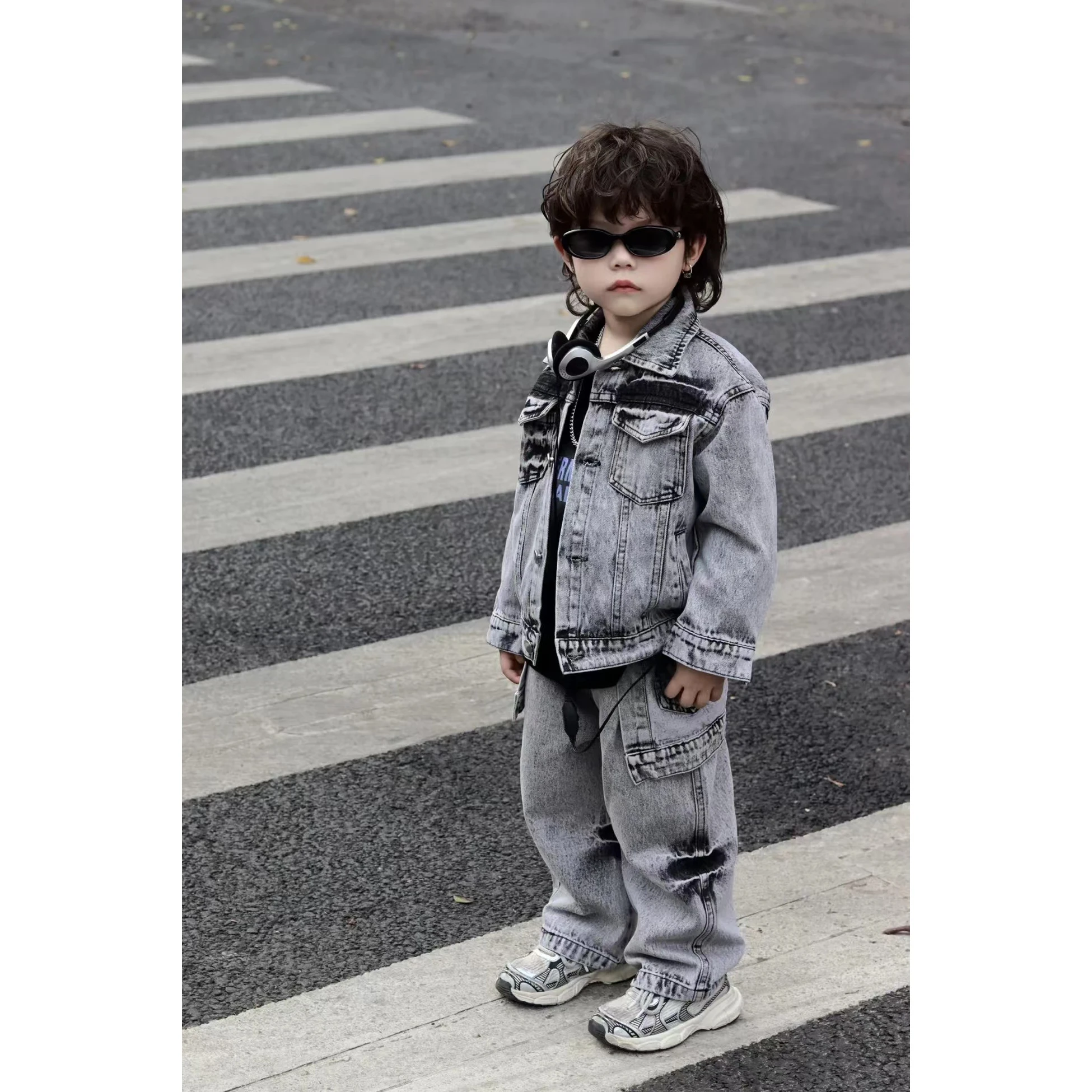 Baby Boys bambini cappotto di jeans primavera autunno Kid Fashion casual Gentleman Jean Top + pantaloni larghi 2 pezzi abiti Set Streetwear bello