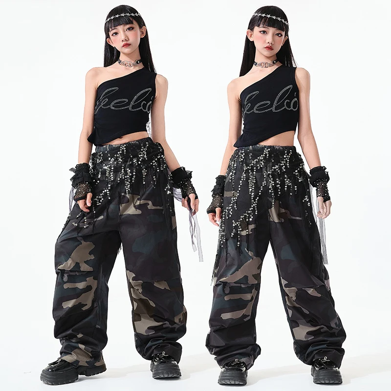 여름 볼룸 댄스 슈트 그룹 재즈 댄스 의류 키즈 힙합 댄스 의상 스트리트웨어 무대 Kpop Rave Outfits SL13257