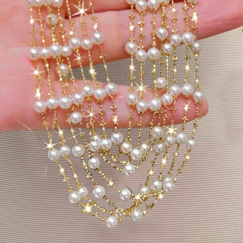 

Ювелирные изделия, ожерелье из чистого желтого золота 18 карат, натуральный пресноводный жемчуг Au750, вечерние, свадебный подарок для женщин, ожерелье феи x739