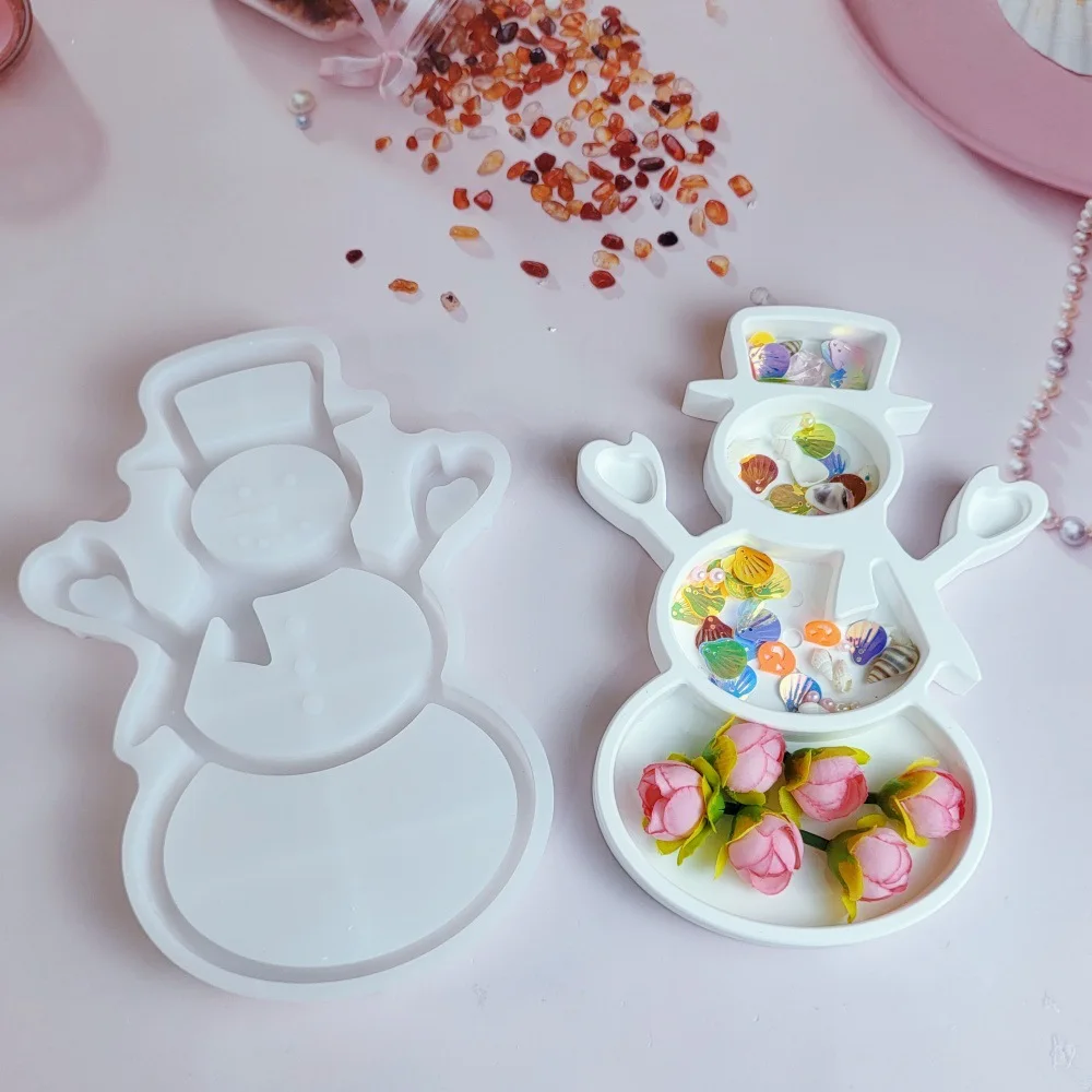 

New Best-Selling Mould Snowman Tray DIY Silicone Mold for Concrete and Plaster Ornament Home Decorative Pottery Molds X1214