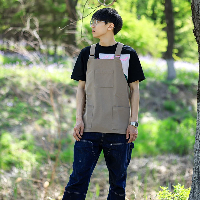 Fashionable Adjustable Vest Apron Milk Tea Shop Coffee Shop Anti Fouling Workwear Daily Casual Home Apron Customized LOGO