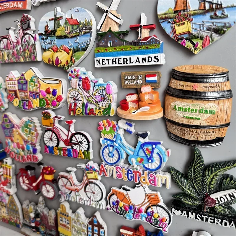 Amsterdam Netherlands Fridge Magnets Tourist Souvenir Holland Windmill Magnetic Refrigerator Stickers collection Home Decor Gift