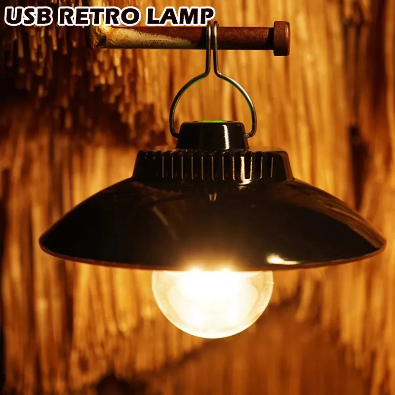 Lanterne LED étanche aste par USB, lampe de camping rétro, lampe de tente, lumière de jardin extérieure, lumière de terrain, chemin de rue, lampe de