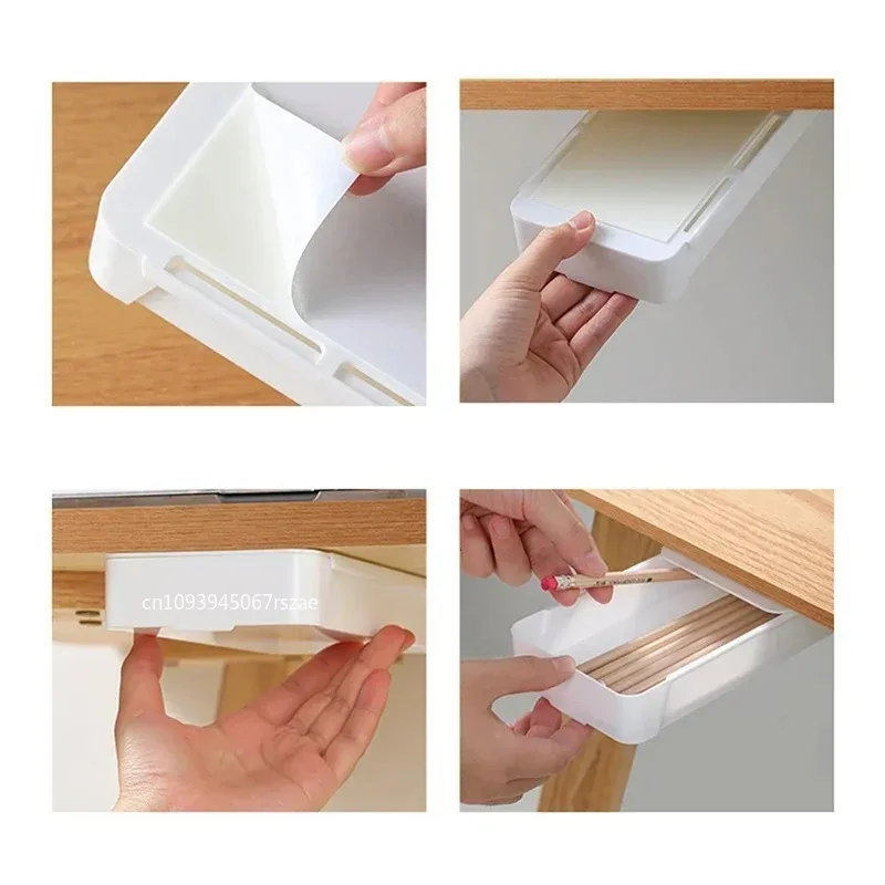 Underdesk Hidden Drawer Box No Punching Sticky Office Box Student Stationery Certificate Private Room Money Organizer